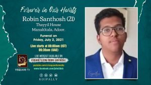 Robin Santhosh's funeral service live