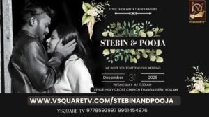 Stebin and Pooja wedding live streaming at Holy Cross Church Thangassery Kollam